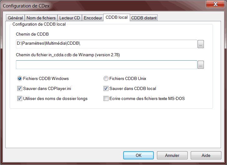 config : cddb local