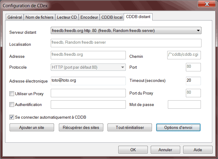config : cddb distant