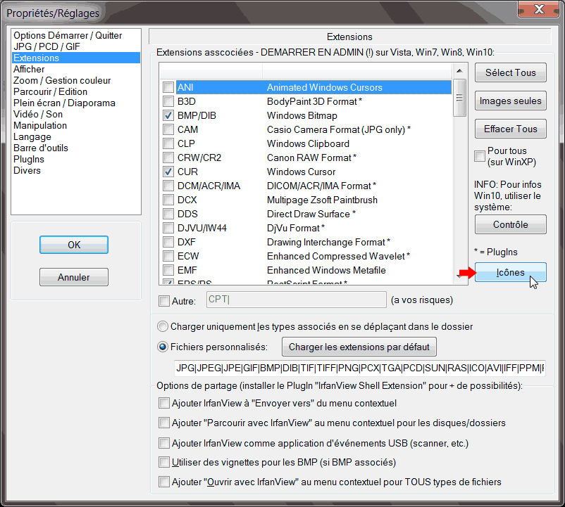 cliquer [Icônes]